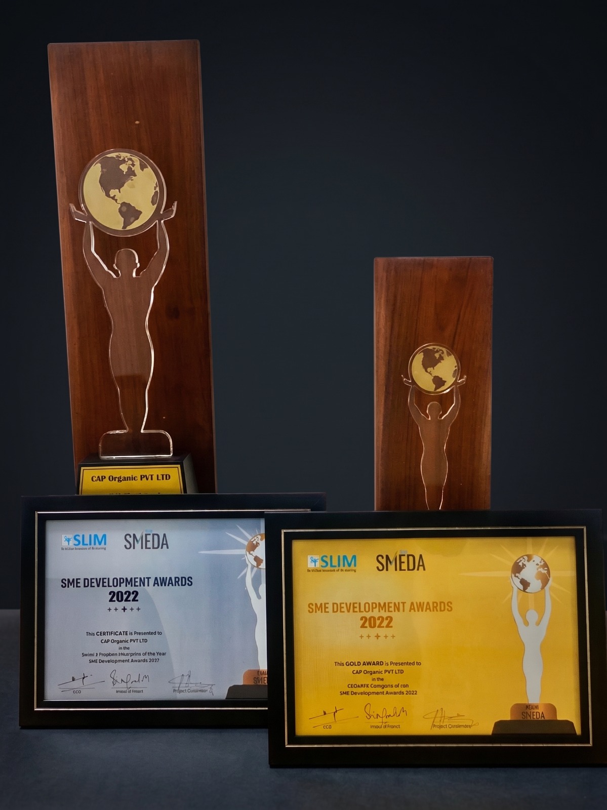 CAP Organic SME Development trophies and certificates